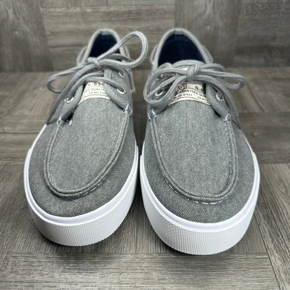 Nautica Boat Shoes Mens 11 Grey Canvas Casual Nautical Loafers NEW